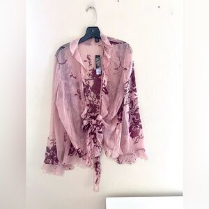 Laundry NWT Sheer Pink Floral Blouse super romantic and feminine